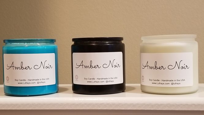 Handmade double wick Soy Candle Amber Noir, Scented Candles
