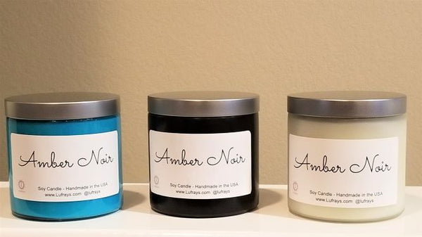 Handmade Two wick Soy Candle Amber Noir , Scented Candles