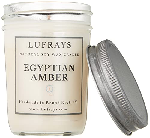 Handmade Soy Wax Egyptian Amber Candle in jelly jar with pewter lid nontoxic