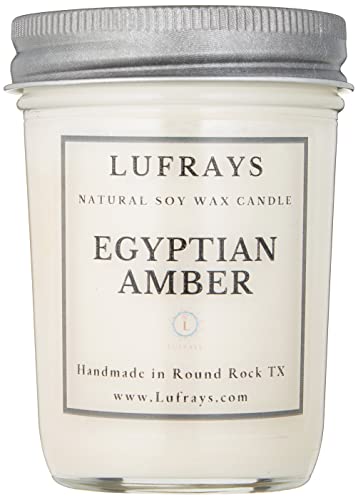 Handmade Soy Wax Egyptian Amber Candle in jelly jar with pewter lid nontoxic