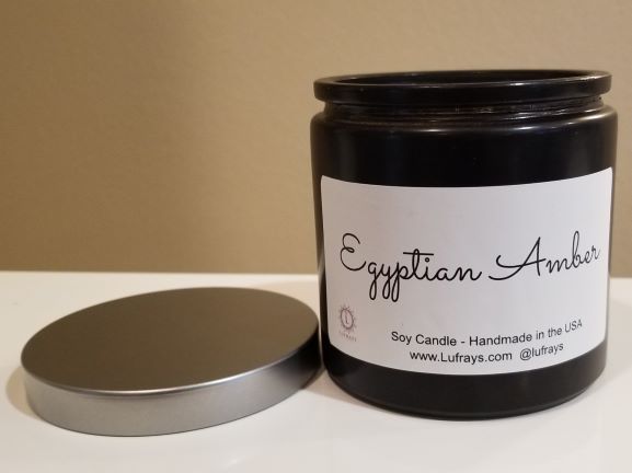 Handmade luxury two wick soy wax candle Egyptian Amber Black