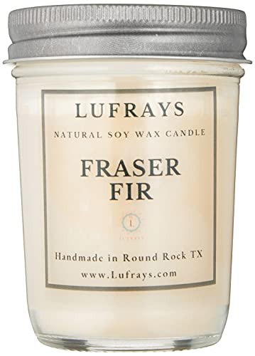 Handmade Fraser Fir Soy Candle in Mason Jar with pewter lid