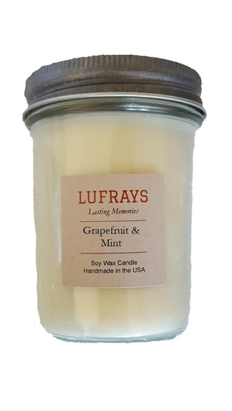 Grapefruit and Mint Handmade Soy Wax Candle 8oz