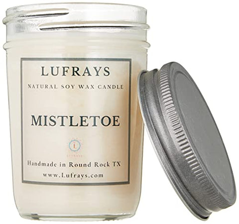 Mistletoe handmade soy candle with pewter lid