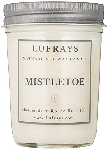 Mistletoe handmade soy candle with pewter lid
