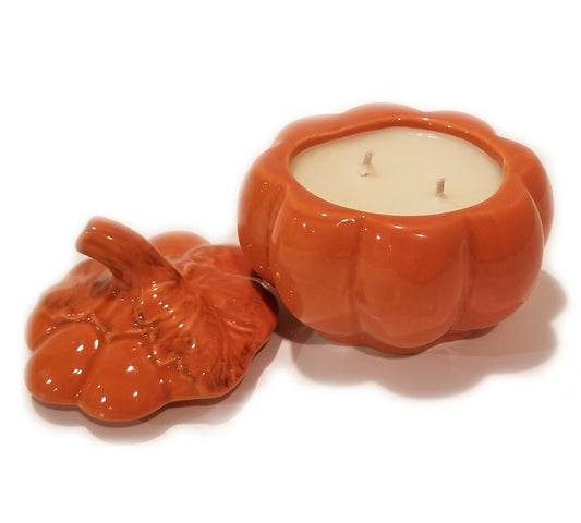 Orange Ceramic Pumpkin Soy Candle Pumpkin Spice Scent