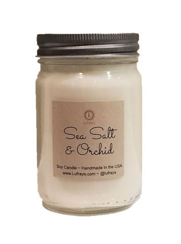 Sea Salt and Orchid Mason Jar Scented Soy Candle
