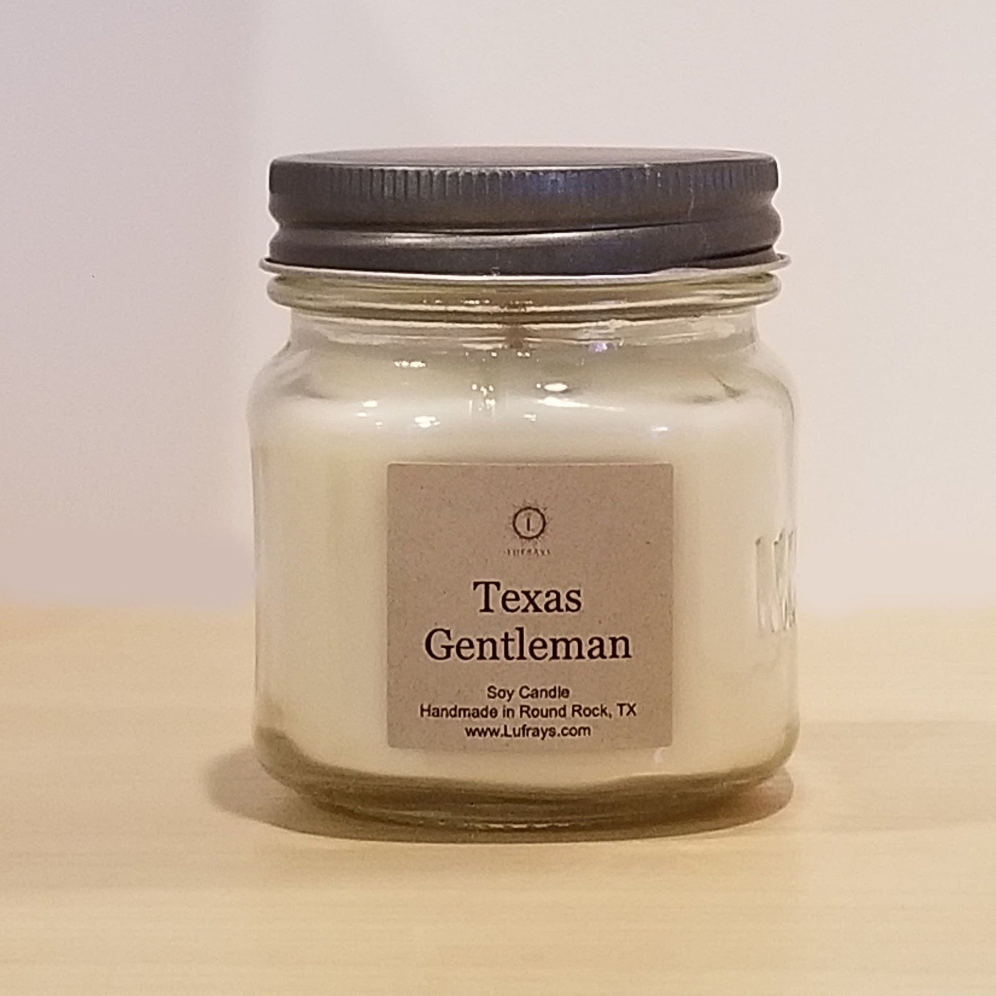 Handmade soy candle mason jar Texas Gentleman