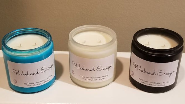 Handmade two wick Luxury Soy Candle Weekend Escape